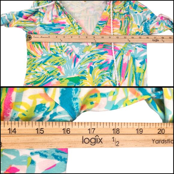 Lilly Pulitzer Dress XS Swim Cover Up Hooded Hoodie Tassel Neon Green Pink - Picture 13 of 15